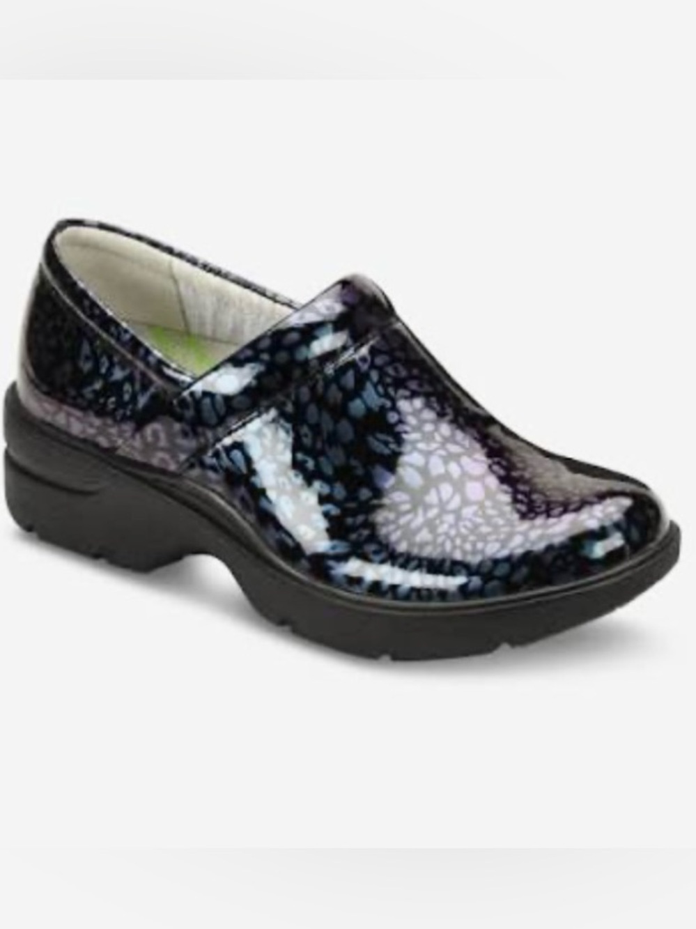 NWT Align Nursing Patent Leather Slip-On Clog Shoes in Iridescent Black (8.5W)